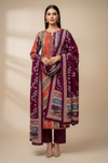 Garnet Pashmina Unstitched Salwar Suit With Pashmina Dupatta