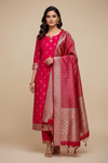 Rani Banarasi Silk Unstitched Salwar Suit With Silk Dupatta