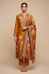 Mustard Pashmina Unstitched Salwar Suit With Pashmina Dupatta