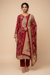 Maroon Pashmina Unstitched Salwar Suit With Pashmina Dupatta