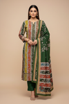 Bottle Green Pashmina Unstitched Salwar Suit With Pashmina Dupatta