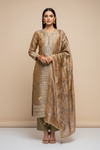Mustard Organza Unstitched Salwar Suit With Organza Dupatta