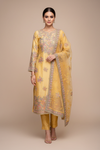 Mango Gold Organza Unstitched Salwar Suit With Organza Dupatta