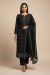 Black Organza Unstitched Salwar Suit With Organza Dupatta