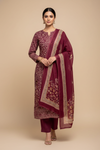 Mauve Pashmina Unstitched Salwar Suit With Cotton Dupatta