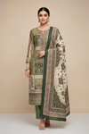 Tussar Pista Pashmina Unstitched Salwar Suit With Pashmina Dupatta