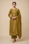 Pista Pashmina Unstitched Salwar Suit With Pashmina Dupatta