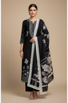 Black Crepe Unstitched Salwar Suit With Cotton Dupatta
