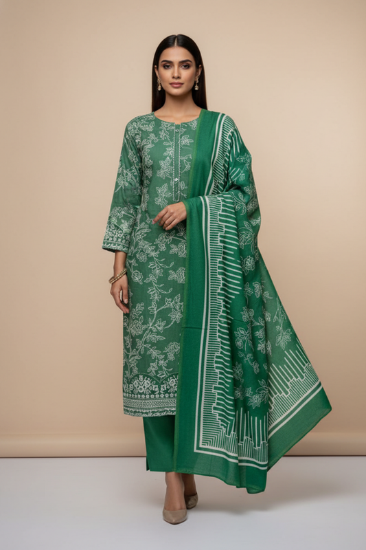Mint Green Pashmina Unstitched Salwar Suit With Pashmina Dupatta
