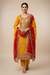 Mustard Crepe Unstitched Salwar Suit With Chiffon Dupatta