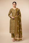 Pista Pashmina Unstitched Salwar Suit With Cotton Dupatta