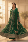 Emrl Green Crepe Floor Length Readymade Suit And Pant With Chinon Dupatta