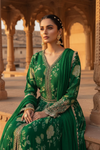 Emrl Green Crepe Floor Length Readymade Suit And Pant With Chinon Dupatta