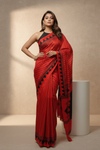 Maroon Satin Digital Printed Saree With Unstitched Blouse
