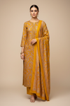 Mustard Pashmina Unstitched Salwar Suit With Cotton Dupatta