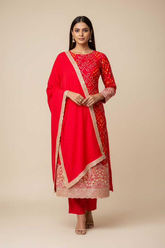 Rani Chinon Unstitched Salwar Suit With Chiffon Dupatta