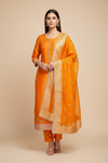 Rust Crepe Tissue Unstitched Salwar Suit With Tissue Dupatta