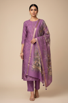 Mauve Cotton Unstitched Salwar Suit With Cotton Dupatta