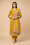 Mustard Pashmina Unstitched Salwar Suit With Pashmina Dupatta