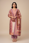 Mauve Cotton Unstitched Salwar Suit With Cotton Dupatta