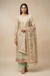 Pista Cotton Unstitched Salwar Suit With Cotton Dupatta