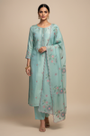 Sky Blue Crepe Tissue Unstitched Salwar Suit With Tissue Dupatta