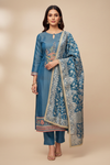 Grey Crepe Tissue Unstitched Salwar Suit With Tissue Dupatta