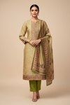 Pista Cotton Unstitched Salwar Suit With Cotton Dupatta