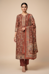 Maroon Pashmina Unstitched Salwar Suit With Pashmina Dupatta