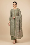 Pista Pashmina Unstiched Salwar Suit With Pashmina Dupatta