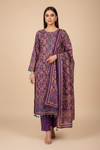 Mauve Pashmina Unstitched Salwar Suit With Pashmina Dupatta