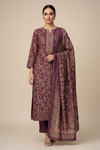 Garnet Pashmina Unstitched Salwar Suit With Pashmina Dupatta