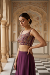 Wine Organza Readymade Sharara Set With Organza Shrug