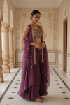 Wine Organza Readymade Sharara Set With Organza Shrug