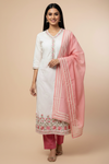 Off White Gajari Cotton Unstitched Salwar Suit With Cotton Dupatta
