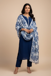 Navy Blue Cotton Unstitched Salwar Suit With Cotton Dupatta