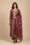 Mauve Organza Unstitched Salwar Suit With Organza Dupatta