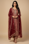 Brown Organza Unstitched Salwar Suit With Organza Dupatta