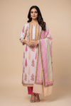 Off White Gajari Cotton Unstitched Salwar Suit With Cotton Dupatta