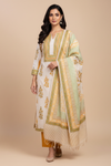 Off White Mustard Cotton Unstitched Salwar Suit With Cotton Dupatta
