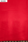 Red Georgette Embroidered Saree With Unstitched Blouse