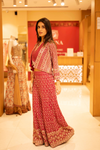 Maroon Georgette Readymade Sharara Set With Jacket