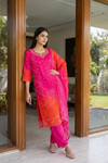 Rani Crepe Readymade Suit And Plazzo with Crepe Dupatta