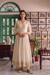 Effortlessly Beautiful Off White Pastel Shimmer Suit With Net Dupatta
