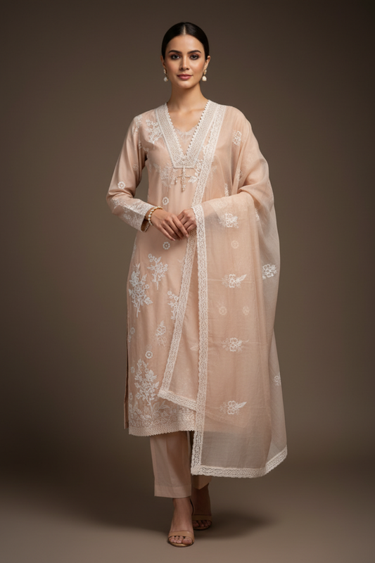 Tussar Cotton Unstitched Salwar Suit With Cotton Dupatta