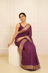 Deep Hues Wine Banarasi Silk Saree With Unstitched Blouse