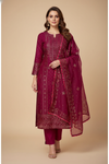 Garnet Shimmer Unstitched Salwar Suit With Shimmer Dupatta