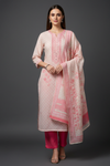 Tussar Pink Cotton Unstitched Salwar Suit With Cotton Dupatta