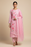 Peach Georgette Unstitched Salwar Suit With Georgette Dupatta