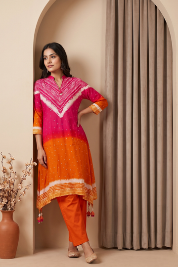 Timeless Elegance Rani Mustard Cotton Readymade Suit And Pant